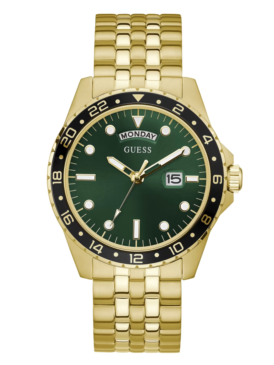 Guess GW0220G2 Gold Tone And Green Sport Watch Montres Big