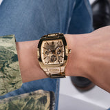 Guess - GW0456G2-Montre multifonction à cadran exposé à tonalité dorée