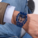 Guess- GW0203G7 - Montre pour homme avec boîtier bleu en silicone bleu