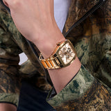 Guess - GW0456G2-Montre multifonction à cadran exposé à tonalité dorée