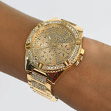 Guess - U1156L2 - Montre multifonction dorée à strass