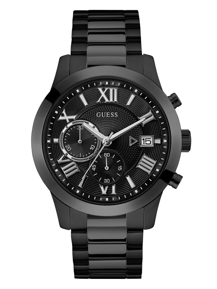 Guess black sales stainless steel watch