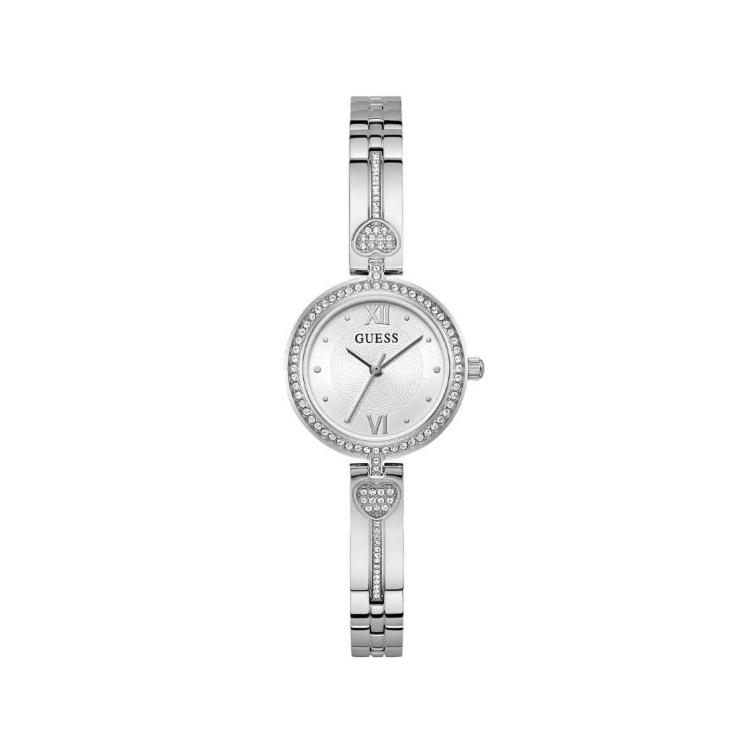 Guess women's stainless steel crystal watch best sale