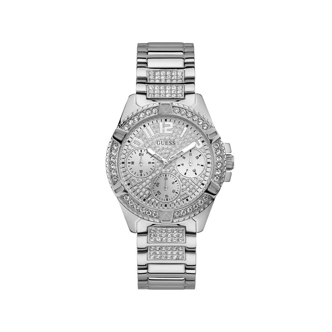 Guess white watch with diamonds clearance