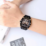 Guess • GW0203G8 • Rose Gold-Tone and Black Silicone Multifunction Watch