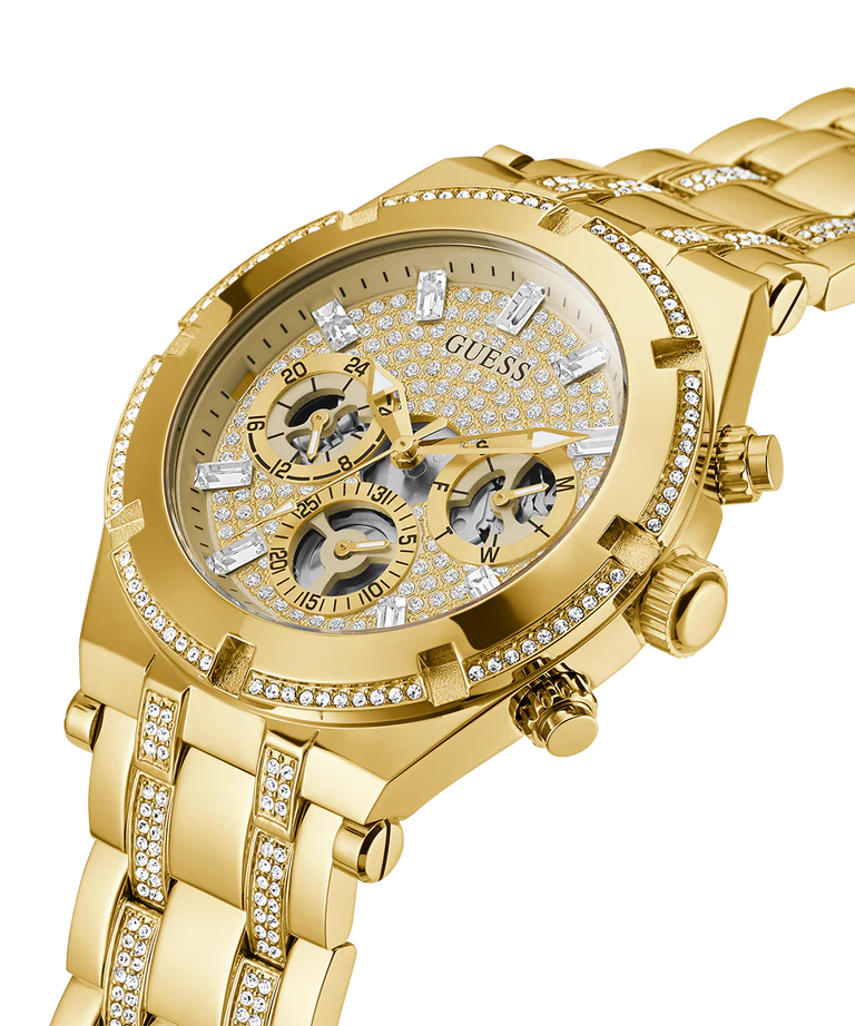 – Guess - Time Montres Rhinestone Gold-Tone Watch - GW0261G2 Big Multifunction Watches