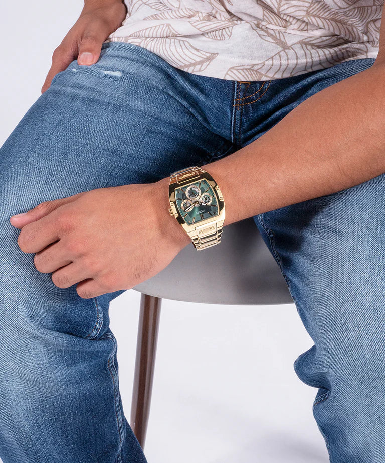 Guess - GW0456G3 Watches Time Big – and - Montres Green Multifunction Gold-Tone Watch