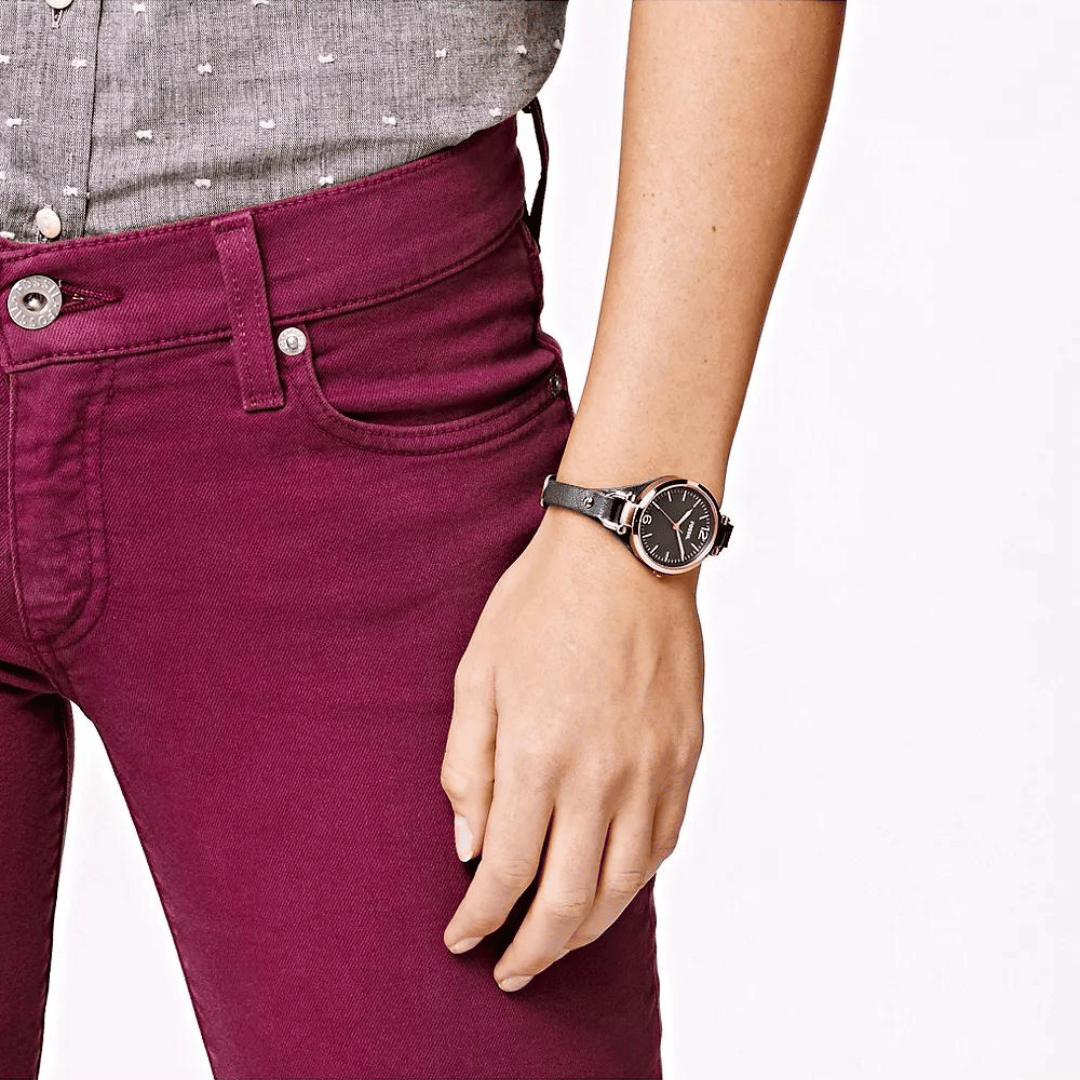 Fossil georgia leather watch discount