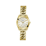 Guess - GW0546L2-Montre analogique à chaîne gourmette en cristal doré